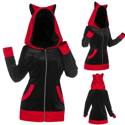 Fashion Women Cat Ears Hooded Sweatshirt