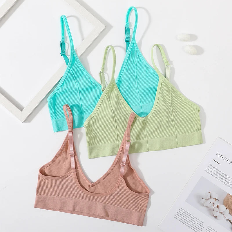 Seamless Tube Tops Bras For Women U-shaped Back Sexy Lingerie Female Bralette Adjust Strap Bandeau Bra Ribbed Sports Underwear