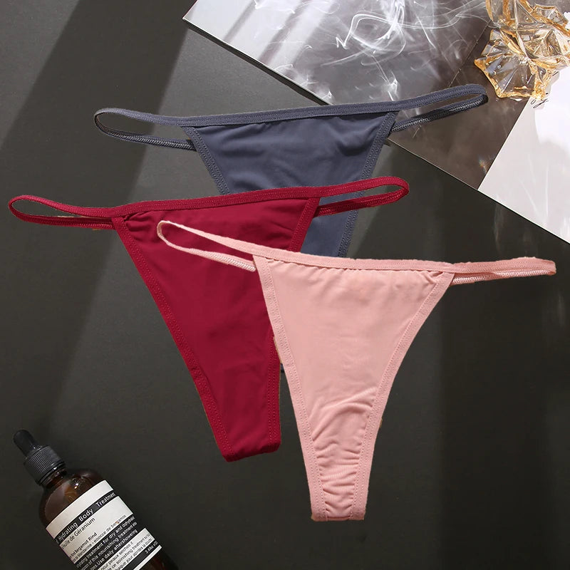 3PCS/Set Seamless Women's Thong Sexy Thongs Women's Panties Set Solid Low Waist Underwear Female Underpants Intimates Lingerie