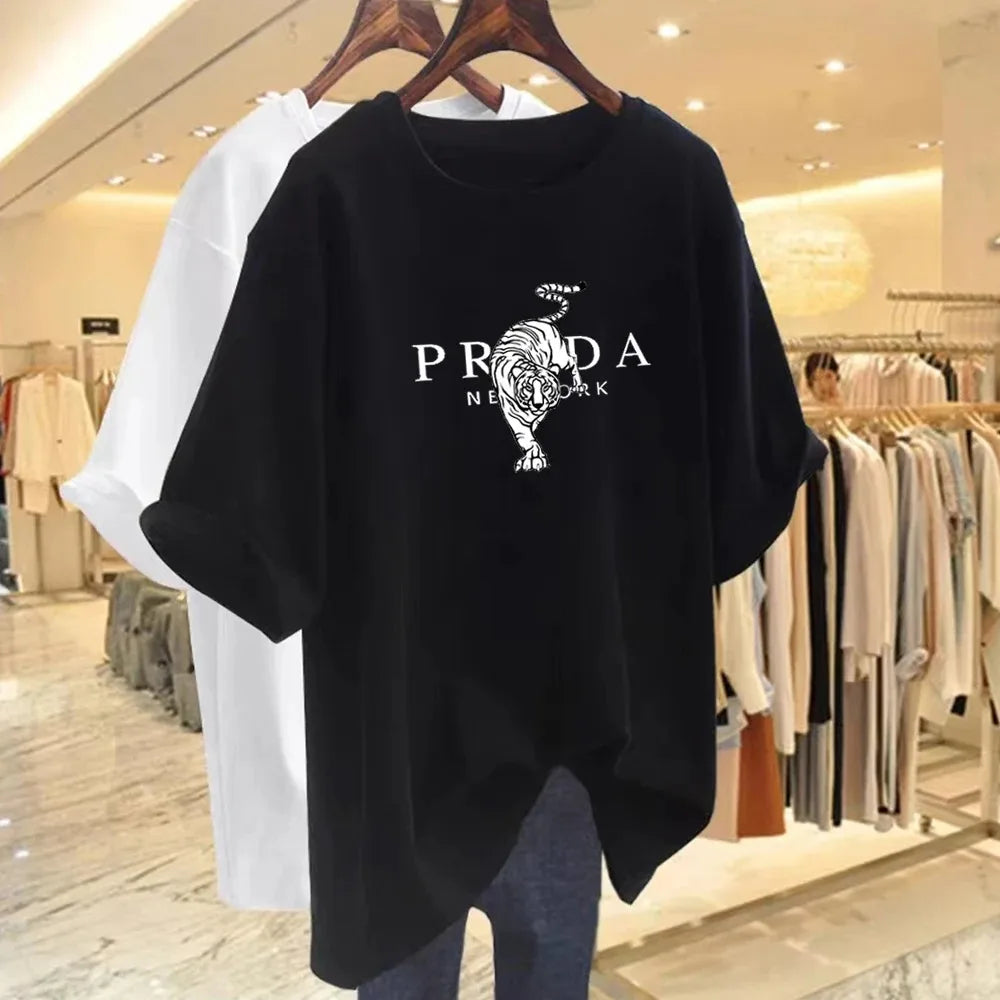 Casual T Shirt Woman Clothing Cotton Oversized Summer Streetwear