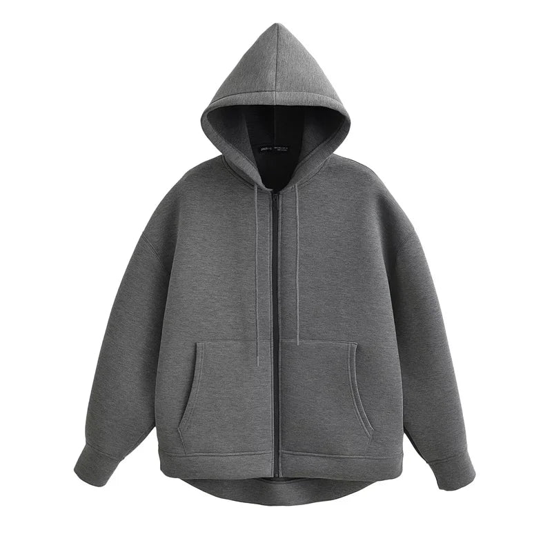 KEYANKETIAN Winter New Women's Zipper Hoodie High Street Unisex style Double Pockets Oversize Loose Sweatshirts Outerwear Top