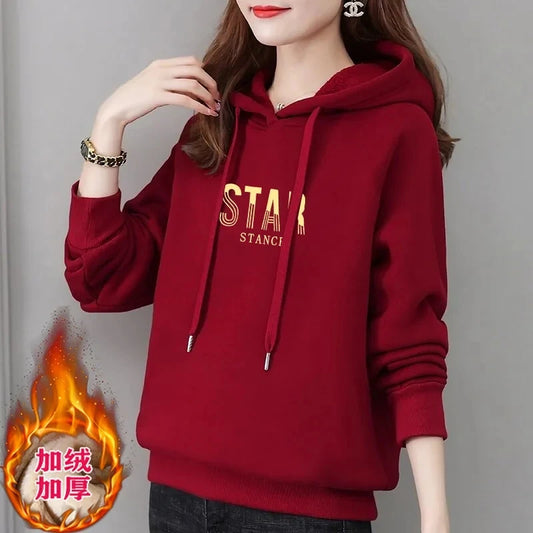 4XL Autumn Winter Cotton Hooded Sweatshirt