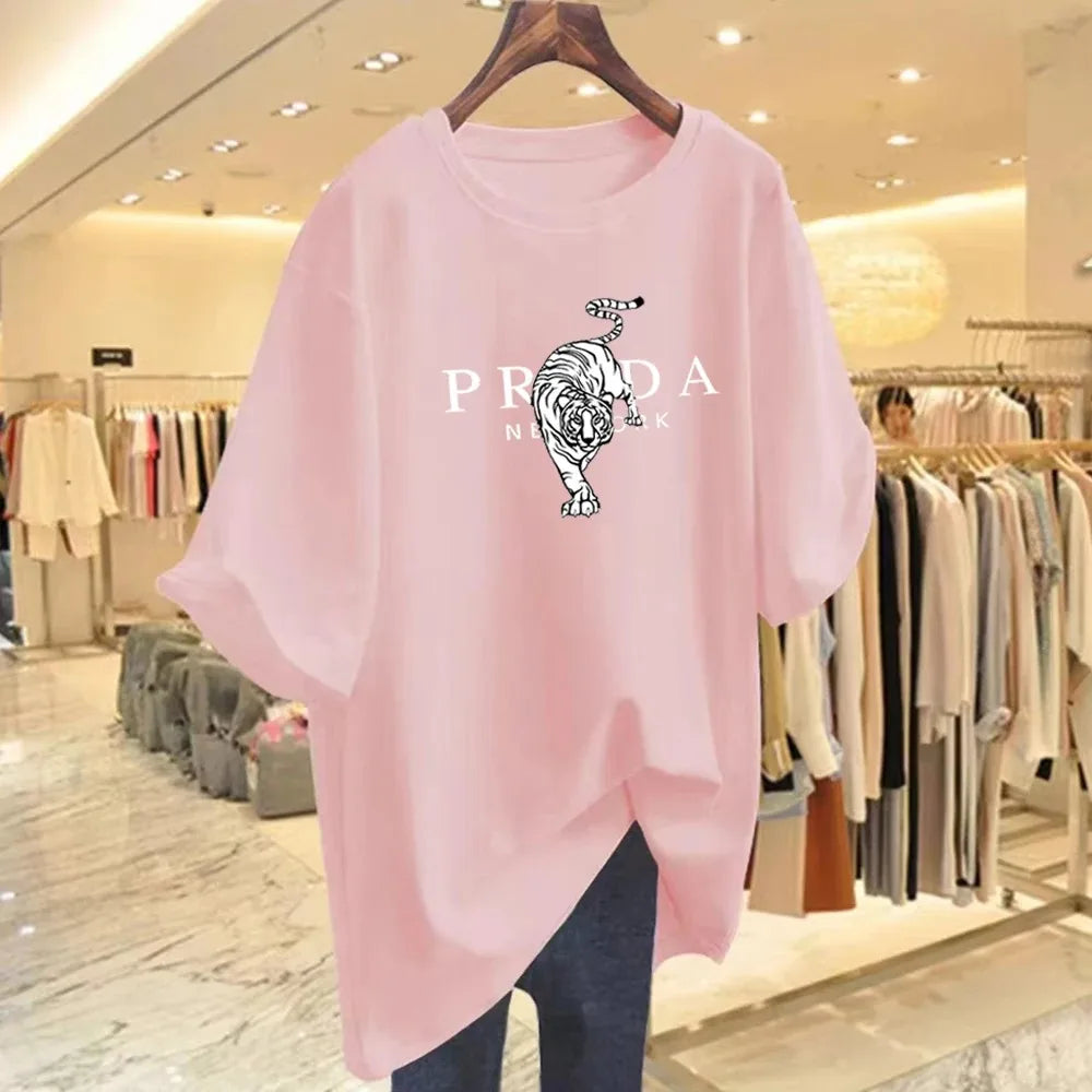 Casual T Shirt Woman Clothing Cotton Oversized Summer Streetwear