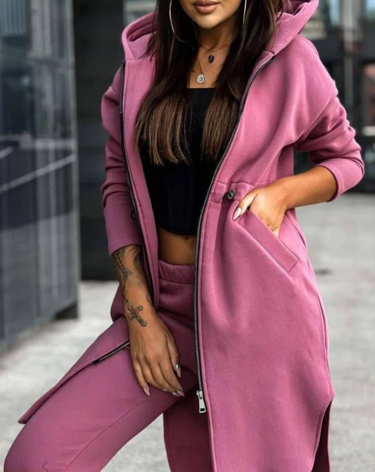 Women's Sweatpants Sets Hooded Coat & Casual Cuffed Pants Two Piece Suit