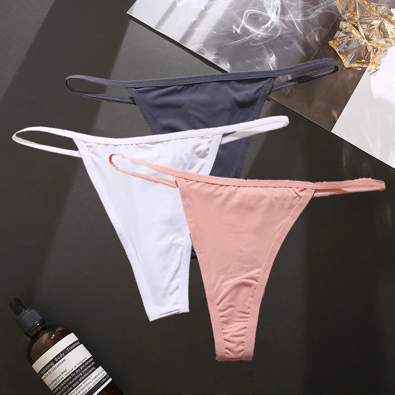 3PCS/Set Seamless Women's Thong Sexy Thongs Women's Panties Set Solid Low Waist Underwear Female Underpants Intimates Lingerie