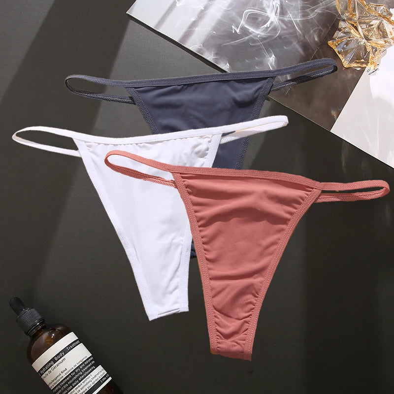 3PCS/Set Seamless Women's Thong Sexy Thongs Women's Panties Set Solid Low Waist Underwear Female Underpants Intimates Lingerie