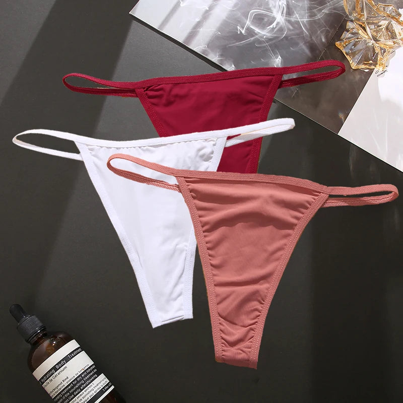 3PCS/Set Seamless Women's Thong Sexy Thongs Women's Panties Set Solid Low Waist Underwear Female Underpants Intimates Lingerie