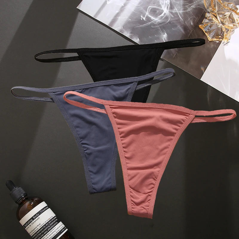 3PCS/Set Seamless Women's Thong Sexy Thongs Women's Panties Set Solid Low Waist Underwear Female Underpants Intimates Lingerie