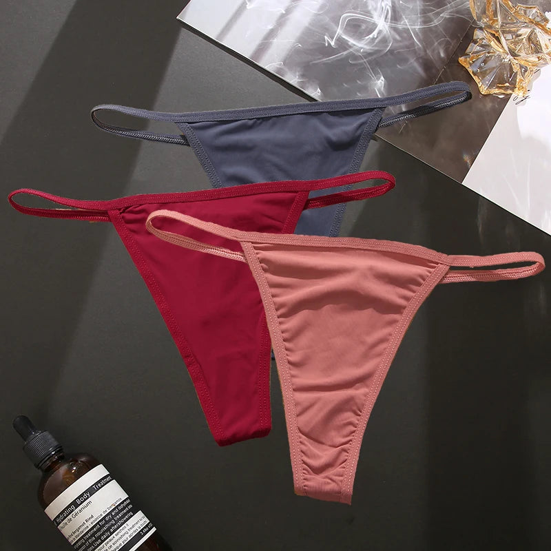 3PCS/Set Seamless Women's Thong Sexy Thongs Women's Panties Set Solid Low Waist Underwear Female Underpants Intimates Lingerie