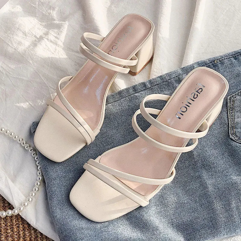 Women High Heel Sandals Summer Casual Female Shoes Woman Square Heel Open Toe Ankle Strap Ladies Sandalias Wedge Shoe