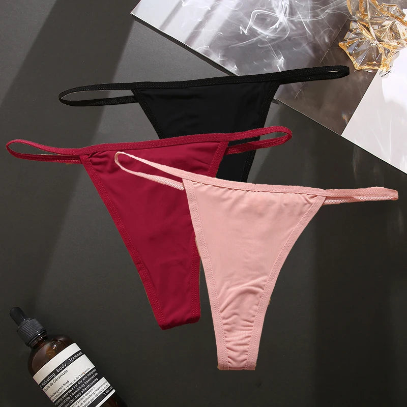 3PCS/Set Seamless Women's Thong Sexy Thongs Women's Panties Set Solid Low Waist Underwear Female Underpants Intimates Lingerie