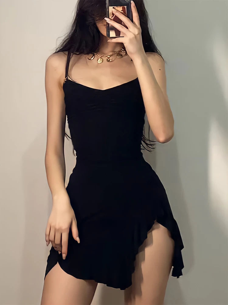 Sexy Mini Dress Women Summer  Bodycon Split Dress