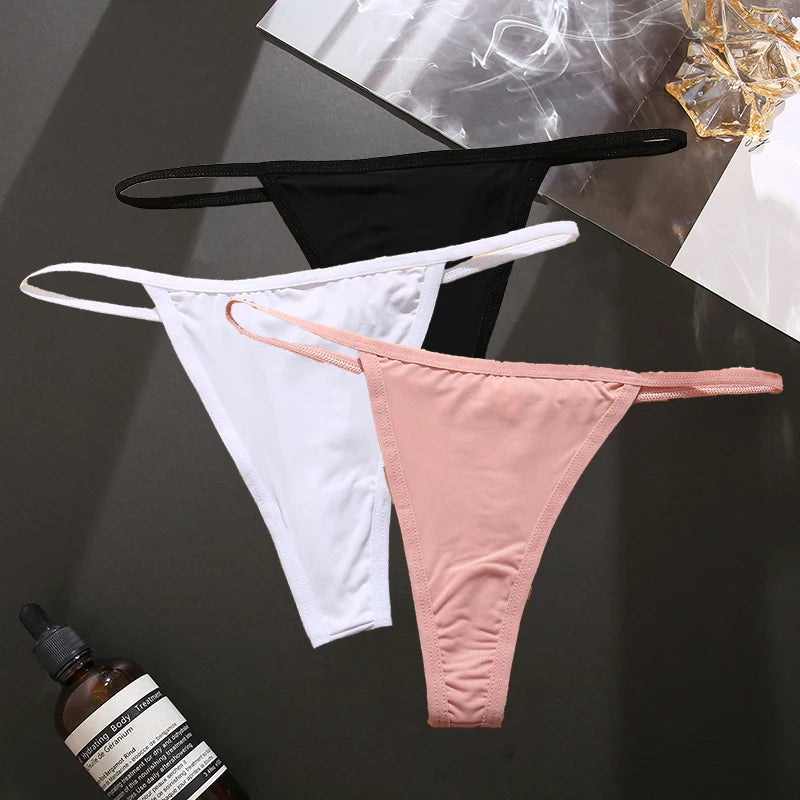 3PCS/Set Seamless Women's Thong Sexy Thongs Women's Panties Set Solid Low Waist Underwear Female Underpants Intimates Lingerie