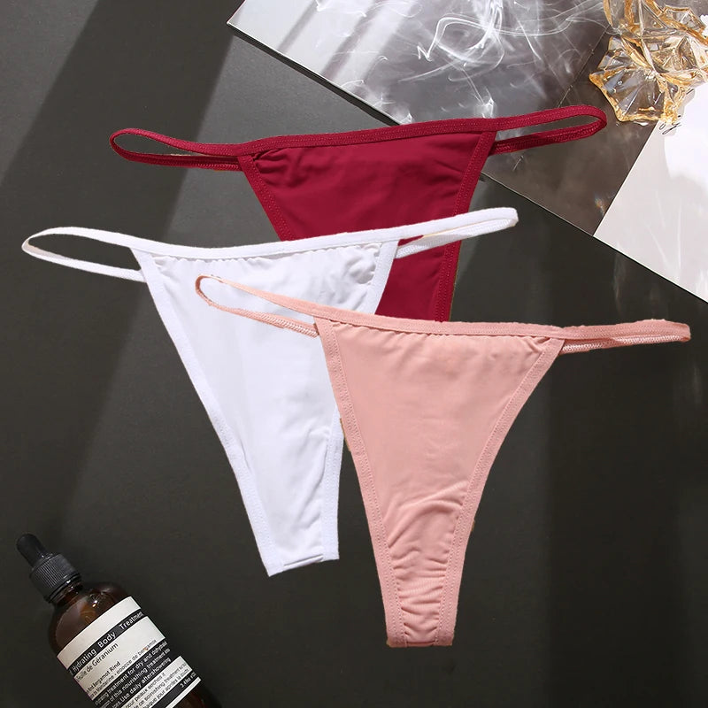 3PCS/Set Seamless Women's Thong Sexy Thongs Women's Panties Set Solid Low Waist Underwear Female Underpants Intimates Lingerie