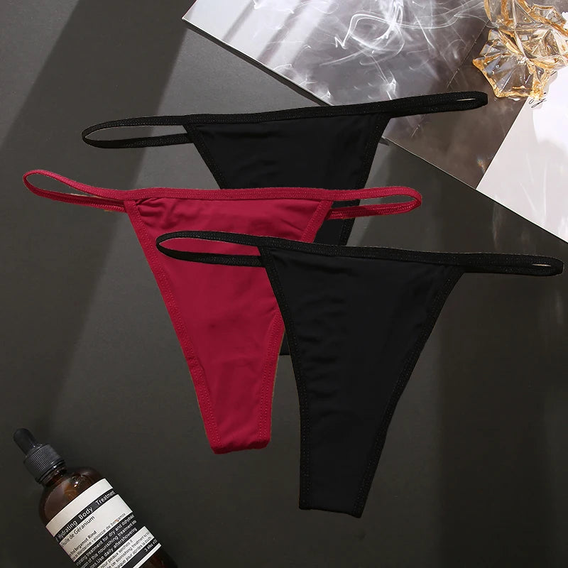 3PCS/Set Seamless Women's Thong Sexy Thongs Women's Panties Set Solid Low Waist Underwear Female Underpants Intimates Lingerie