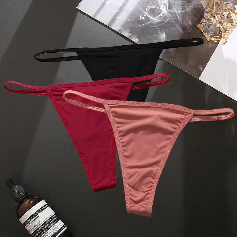 3PCS/Set Seamless Women's Thong Sexy Thongs Women's Panties Set Solid Low Waist Underwear Female Underpants Intimates Lingerie