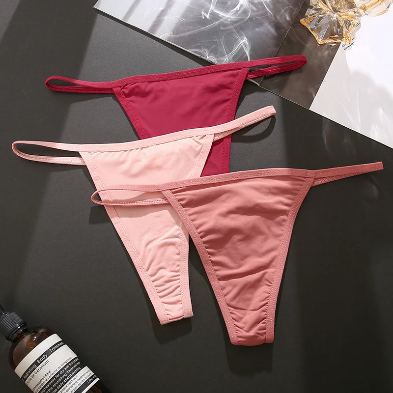 3PCS/Set Seamless Women's Thong Sexy Thongs Women's Panties Set Solid Low Waist Underwear Female Underpants Intimates Lingerie