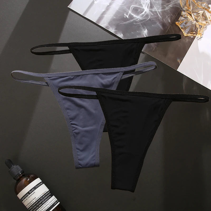 3PCS/Set Seamless Women's Thong Sexy Thongs Women's Panties Set Solid Low Waist Underwear Female Underpants Intimates Lingerie