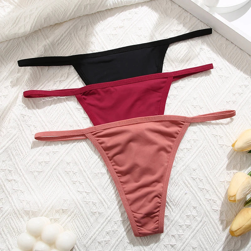 3PCS/Set Seamless Women's Thong Sexy Thongs Women's Panties Set Solid Low Waist Underwear Female Underpants Intimates Lingerie