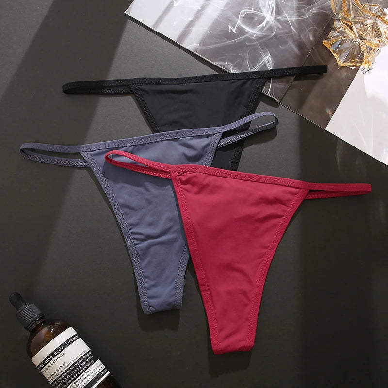 3PCS/Set Seamless Women's Thong Sexy Thongs Women's Panties Set Solid Low Waist Underwear Female Underpants Intimates Lingerie