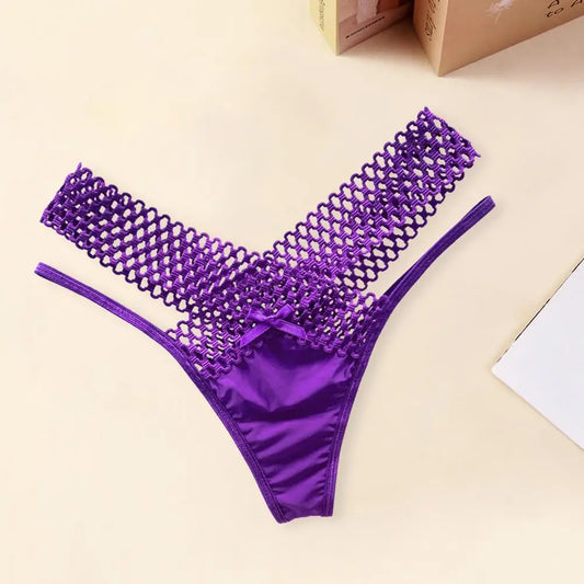 Women Panties Low Waist Hollowed Out Cross-belt See-through Pornographic Thin Strip French Style Ladies Sling Thong Inner Wear