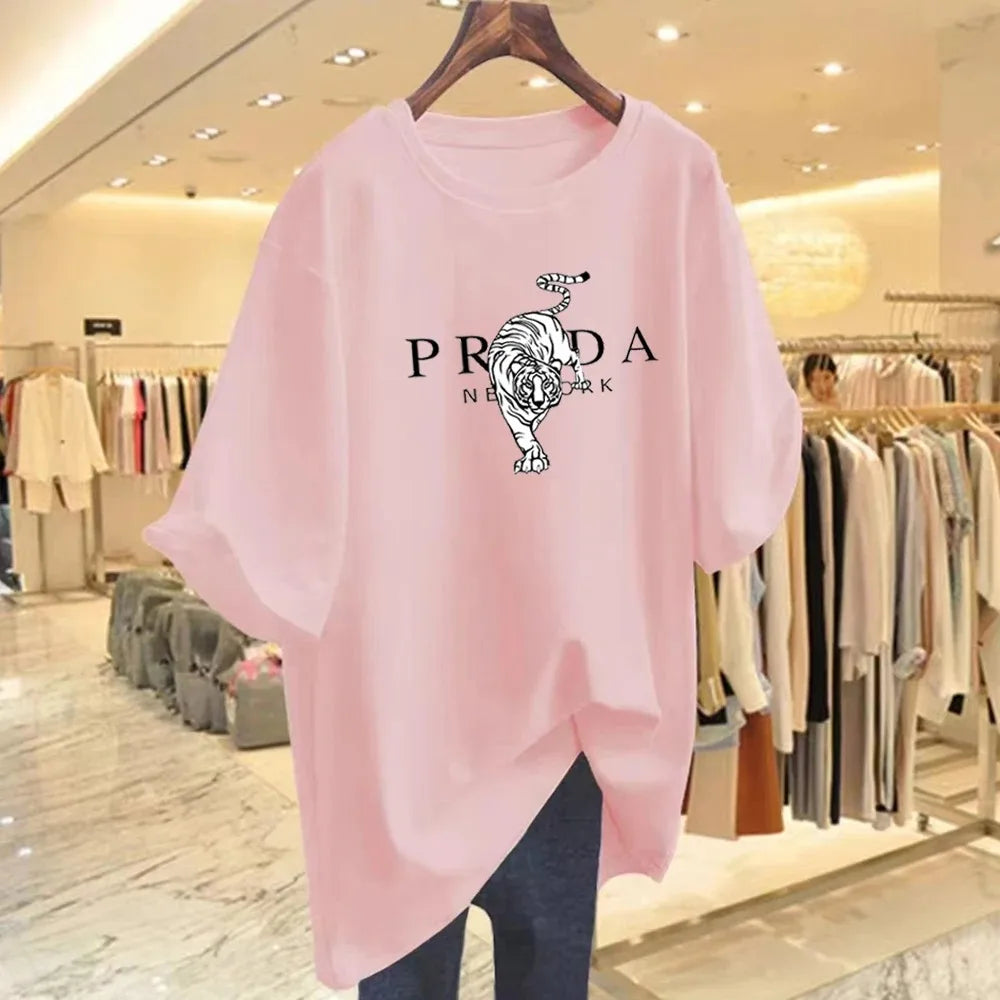 Casual T Shirt Woman Clothing Cotton Oversized Summer Streetwear