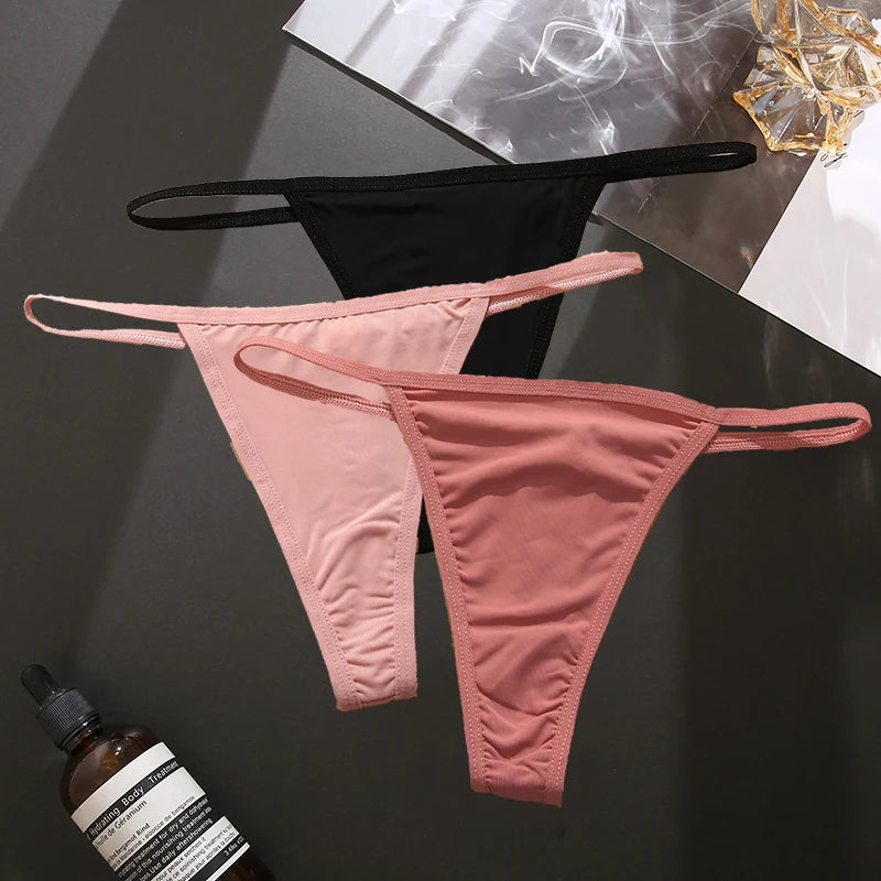 3PCS/Set Seamless Women's Thong Sexy Thongs Women's Panties Set Solid Low Waist Underwear Female Underpants Intimates Lingerie