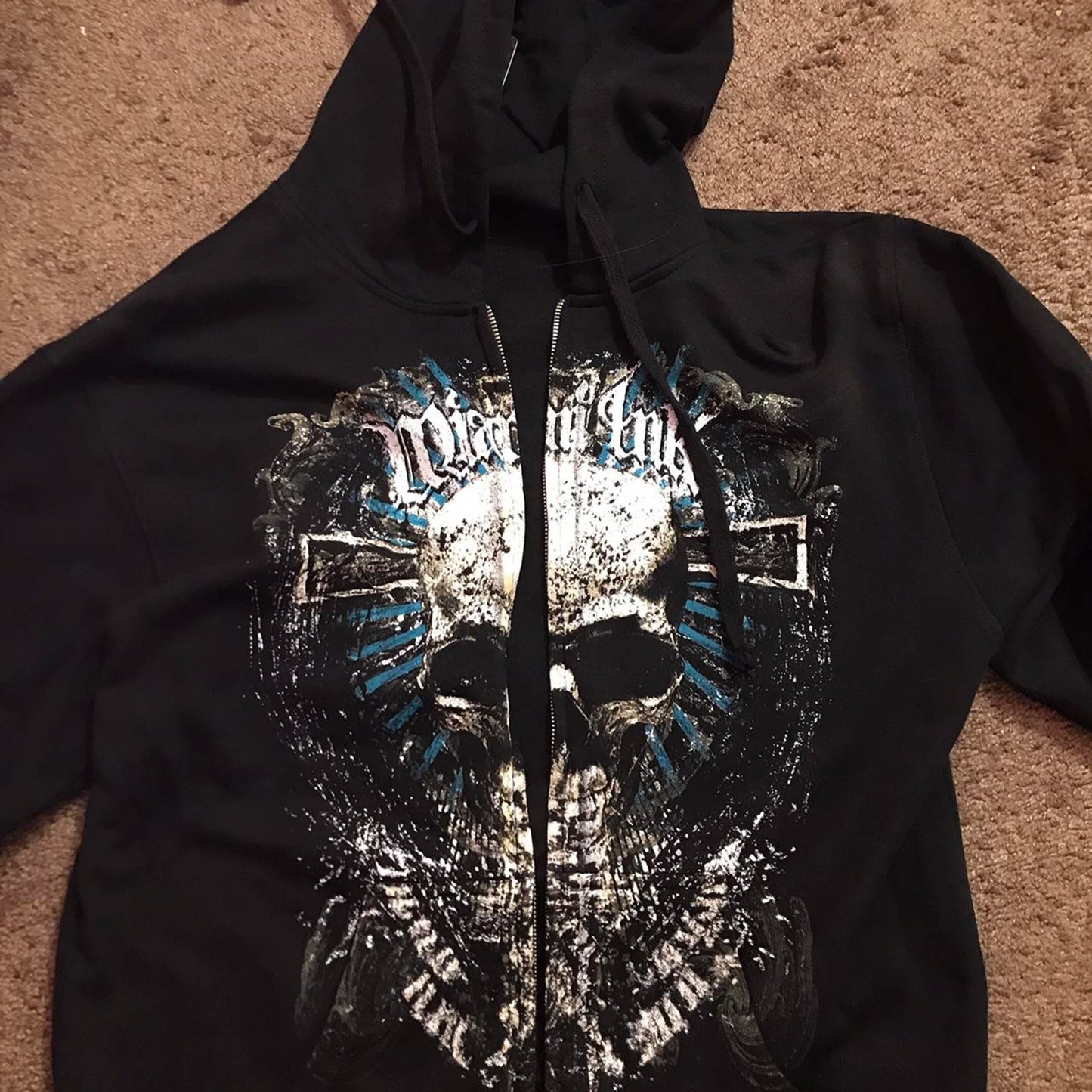 Vintage  Skull Print Zip Up Hoodies