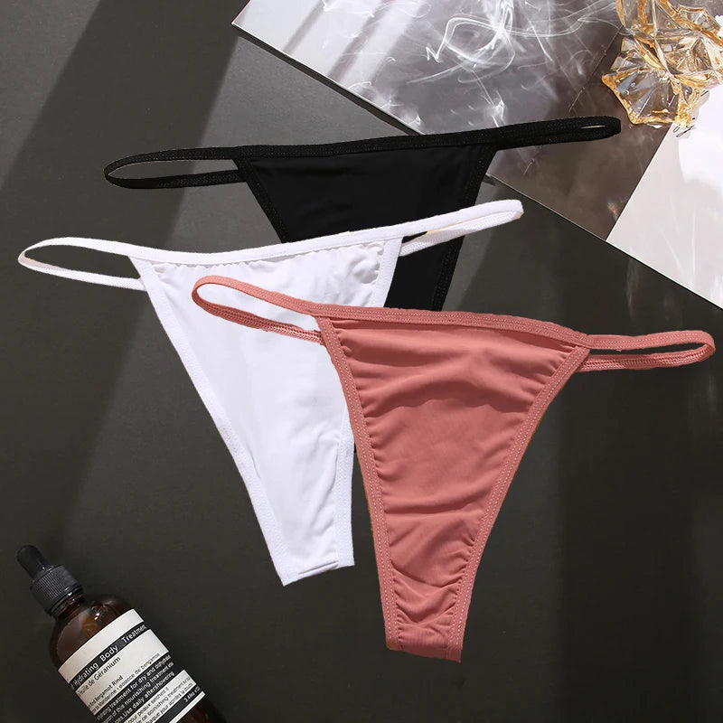 3PCS/Set Seamless Women's Thong Sexy Thongs Women's Panties Set Solid Low Waist Underwear Female Underpants Intimates Lingerie